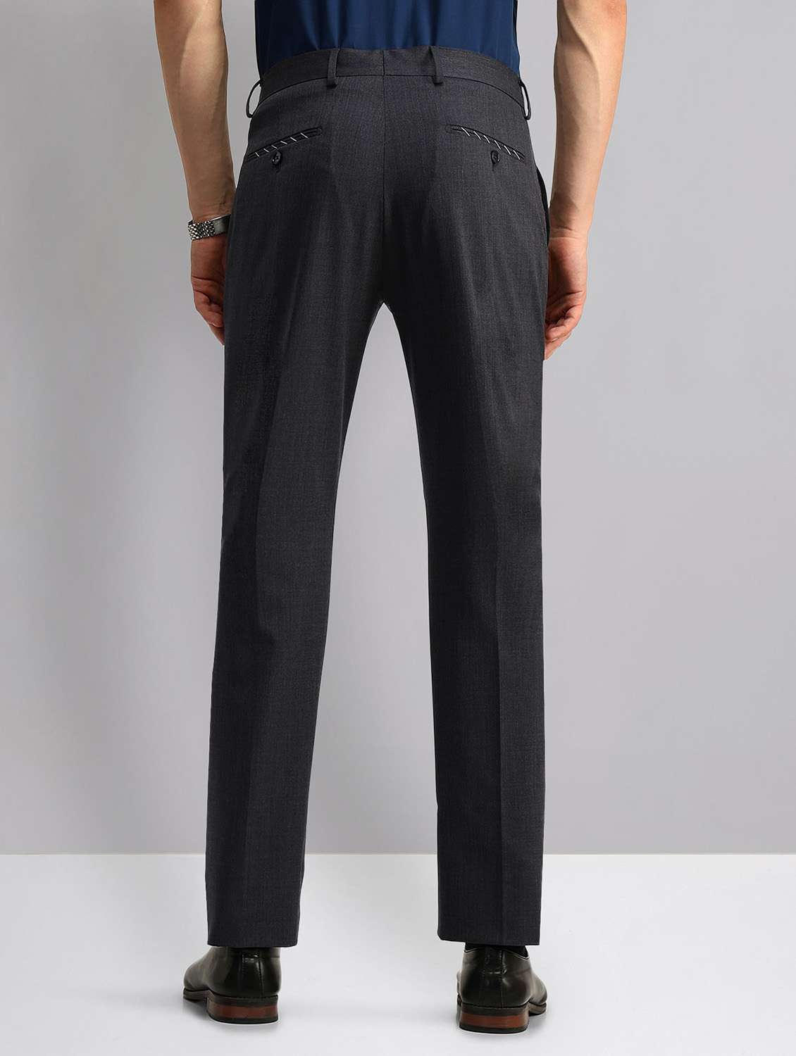 men solid mid rise formal trouser - 21998364 -  Standard Image - 3