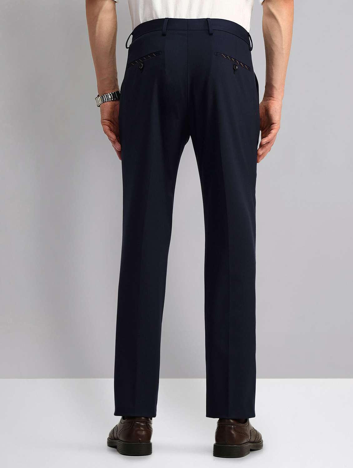 men solid mid rise formal trouser - 21998365 -  Standard Image - 3