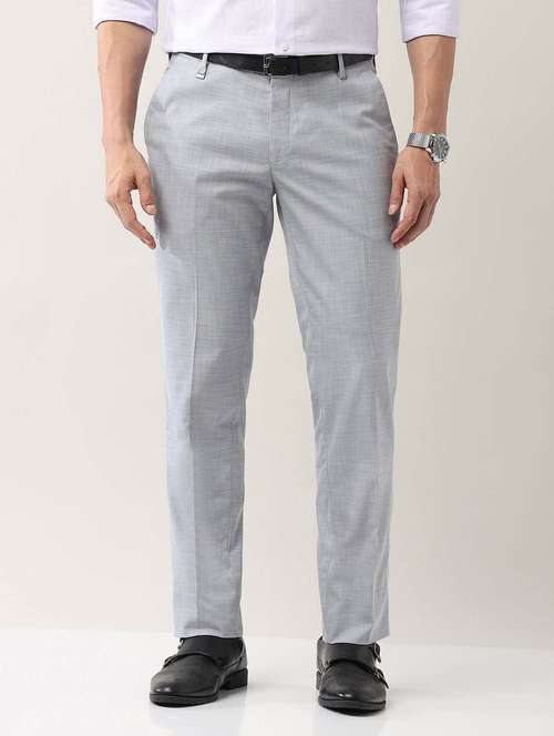 men solid mid rise formal trouser - 21998367 -  Standard Image - 0
