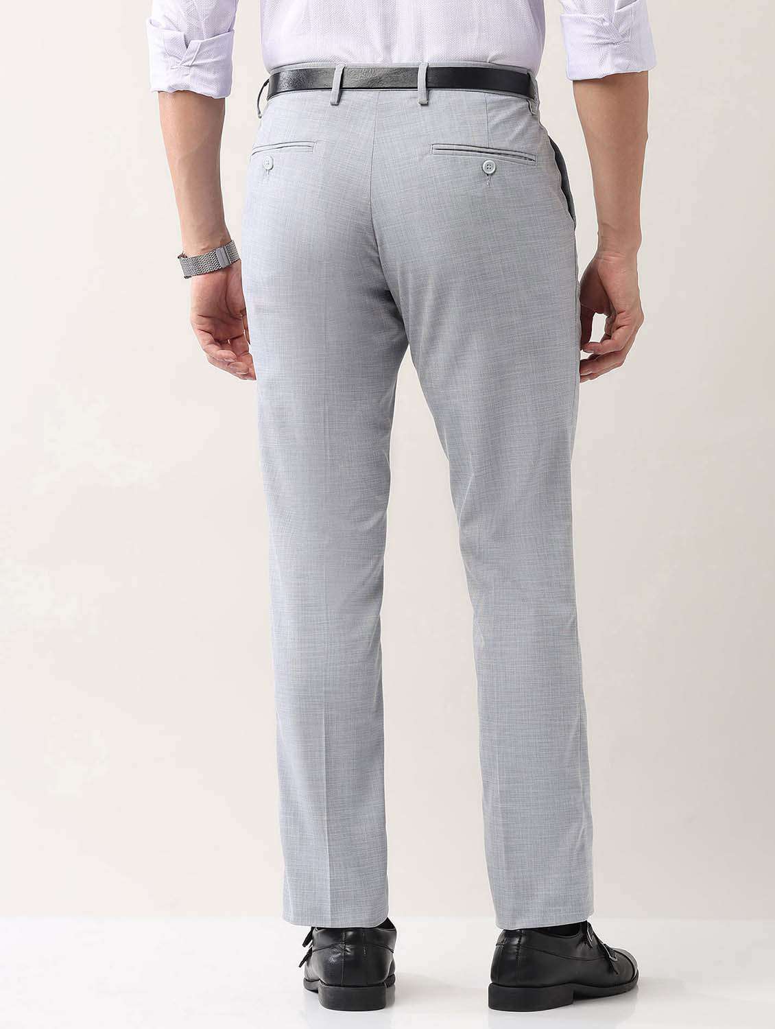 men solid mid rise formal trouser - 21998367 -  Standard Image - 3