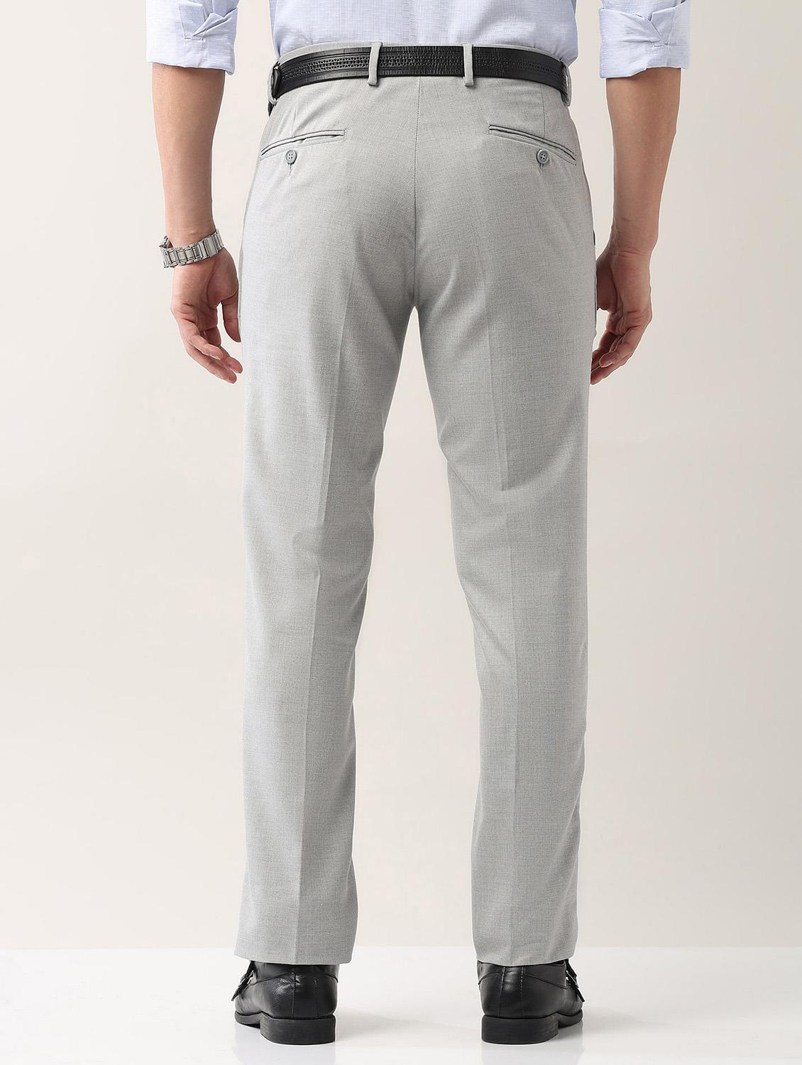 men solid mid rise formal trouser - 21998368 - Standard Image - 3