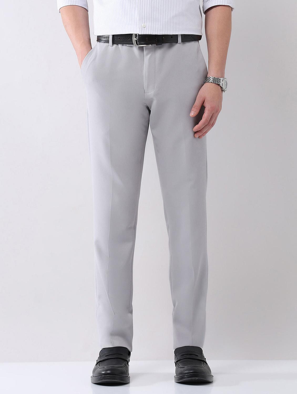 men solid mid rise formal trouser