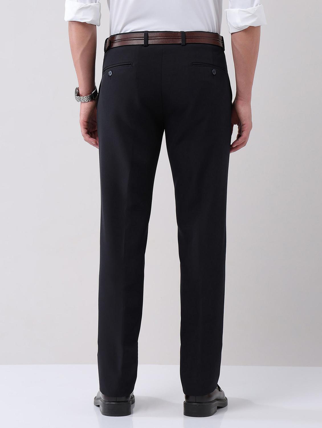 men solid mid rise formal trouser - 21998371 - Standard Image - 3