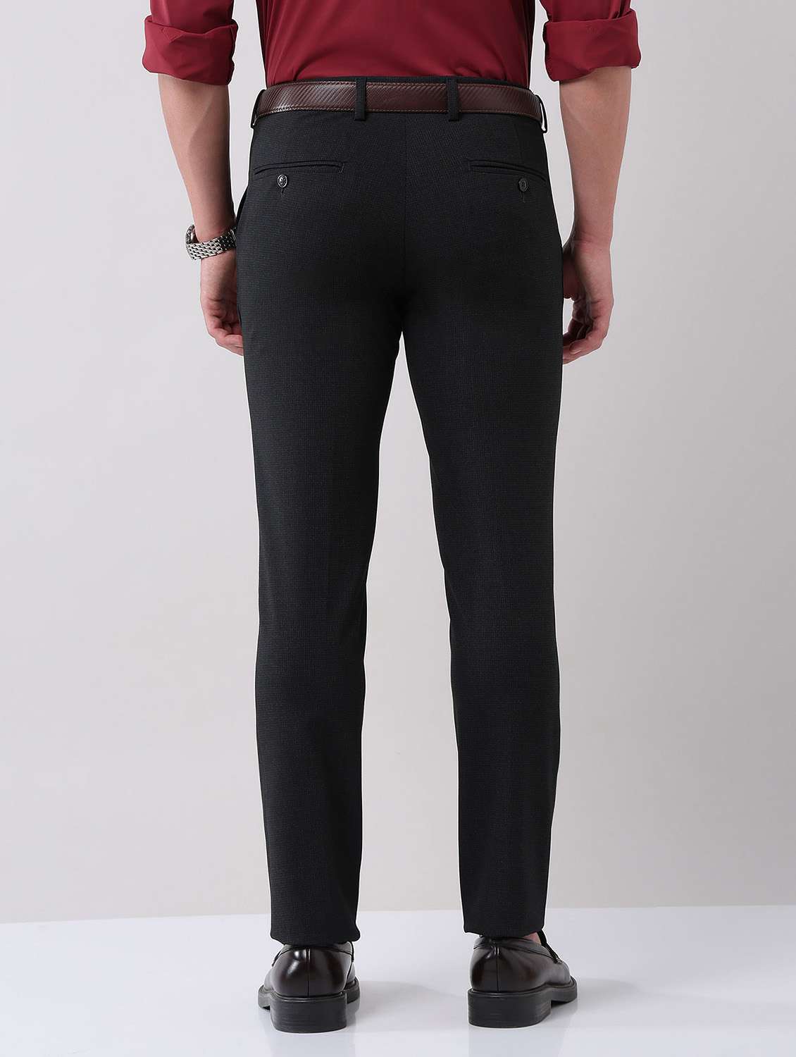 men solid mid rise formal trouser - 21998374 -  Standard Image - 3