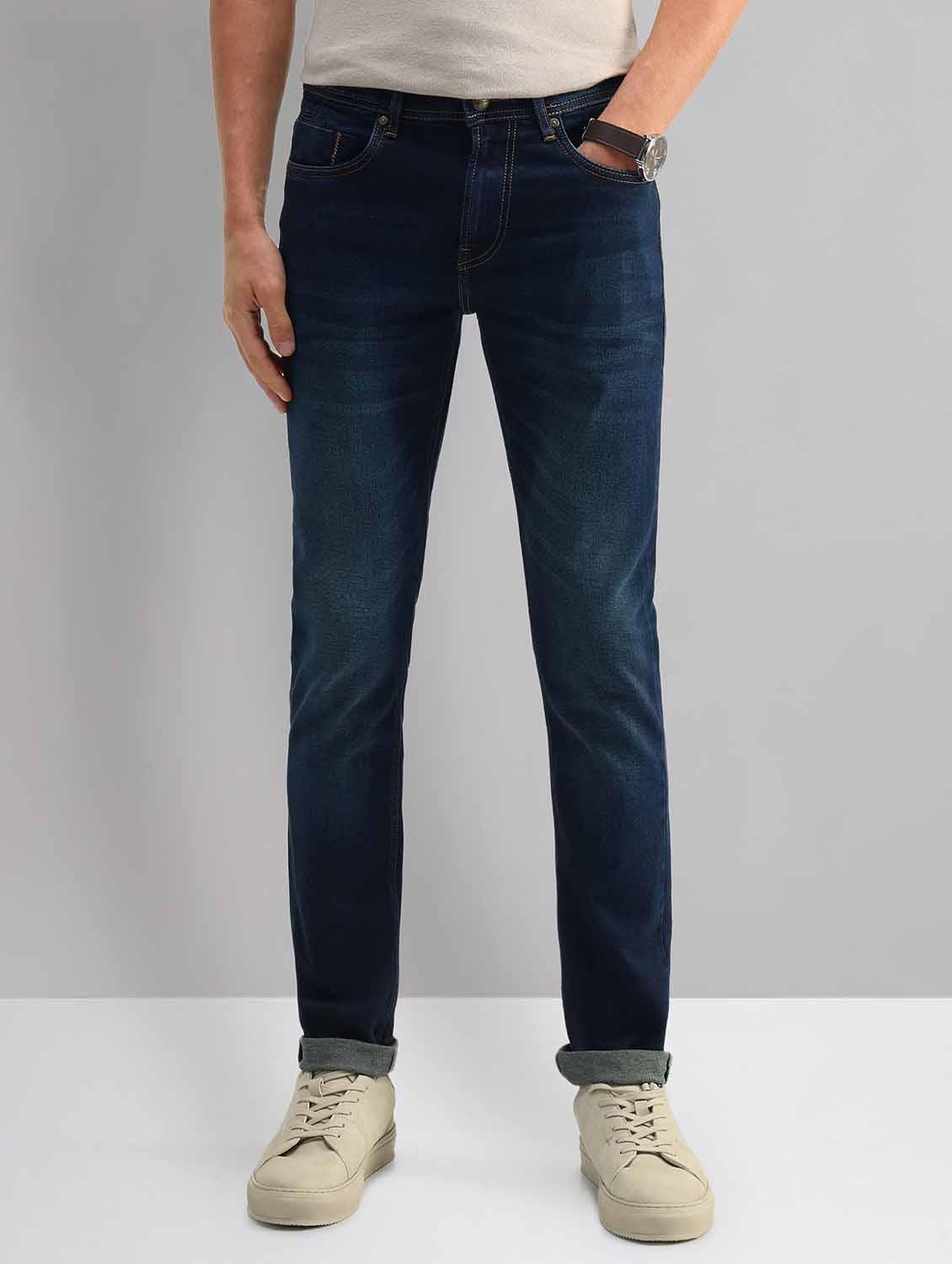 men washed mid rise slim fit jeans - 21998378 -  Zoom Image - 0