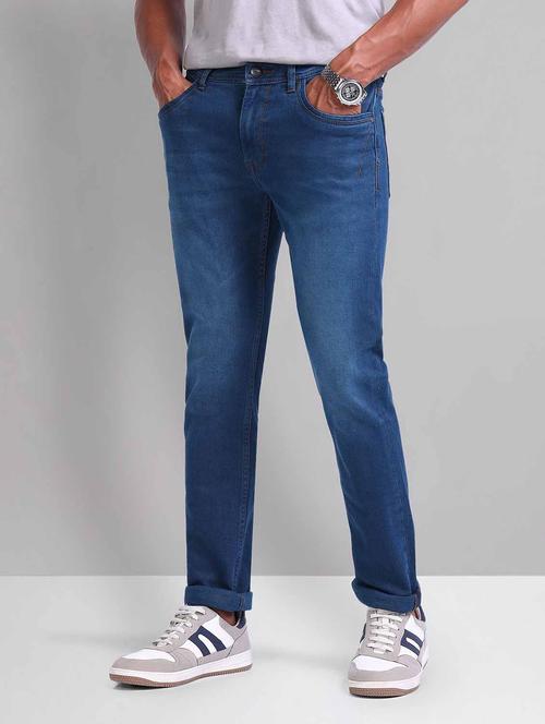 men washed mid rise slim fit jeans - 21998379 - Standard Image - 0