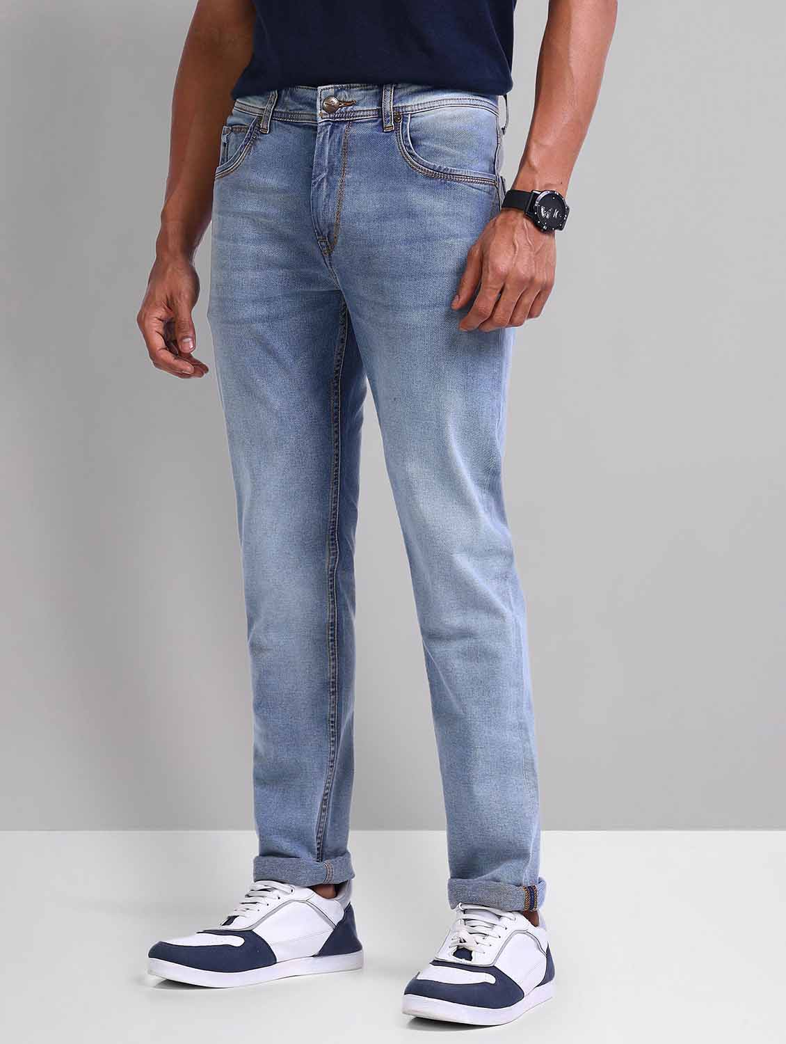 men washed mid rise slim fit jeans - 21998380 -  Zoom Image - 0