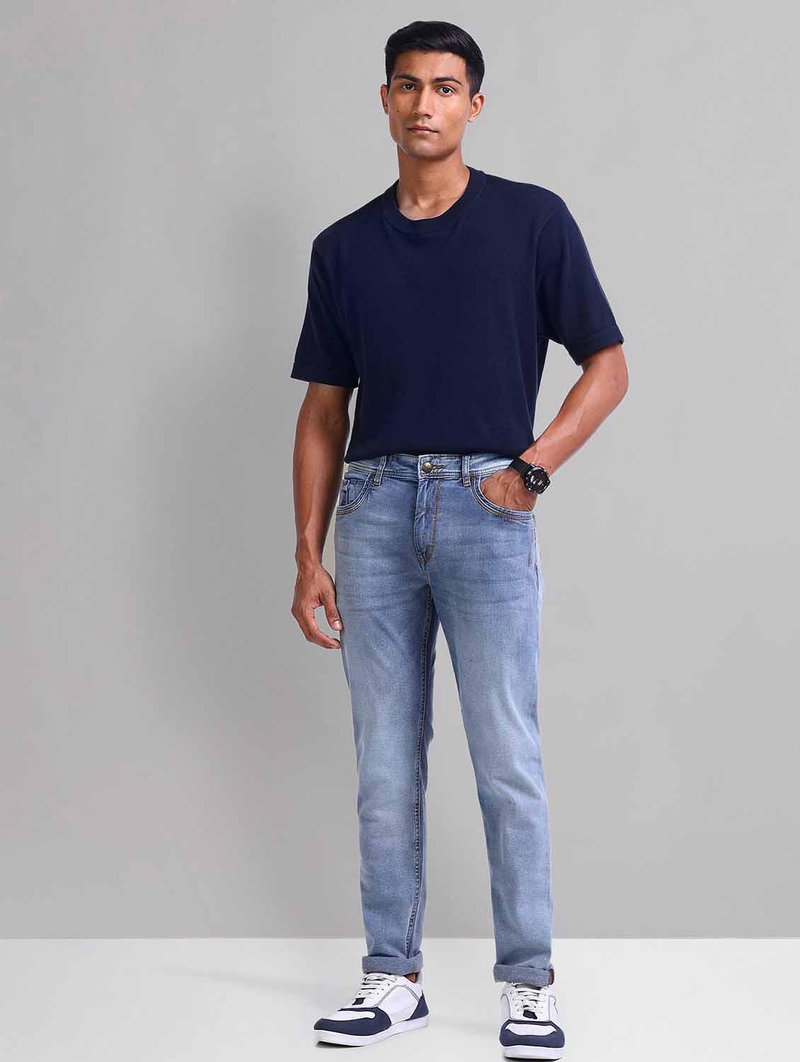 men washed mid rise slim fit jeans - 21998380 - Standard Image - 3