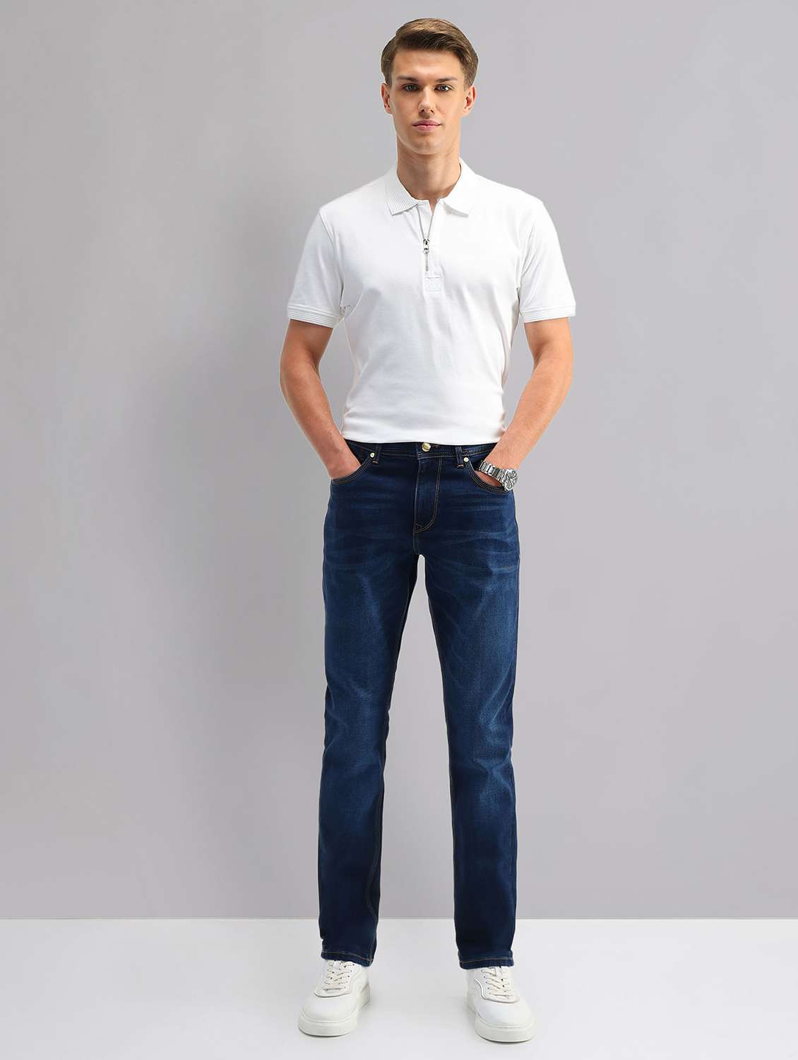 men washed mid rise slim fit jeans - 21998384 -  Standard Image - 3