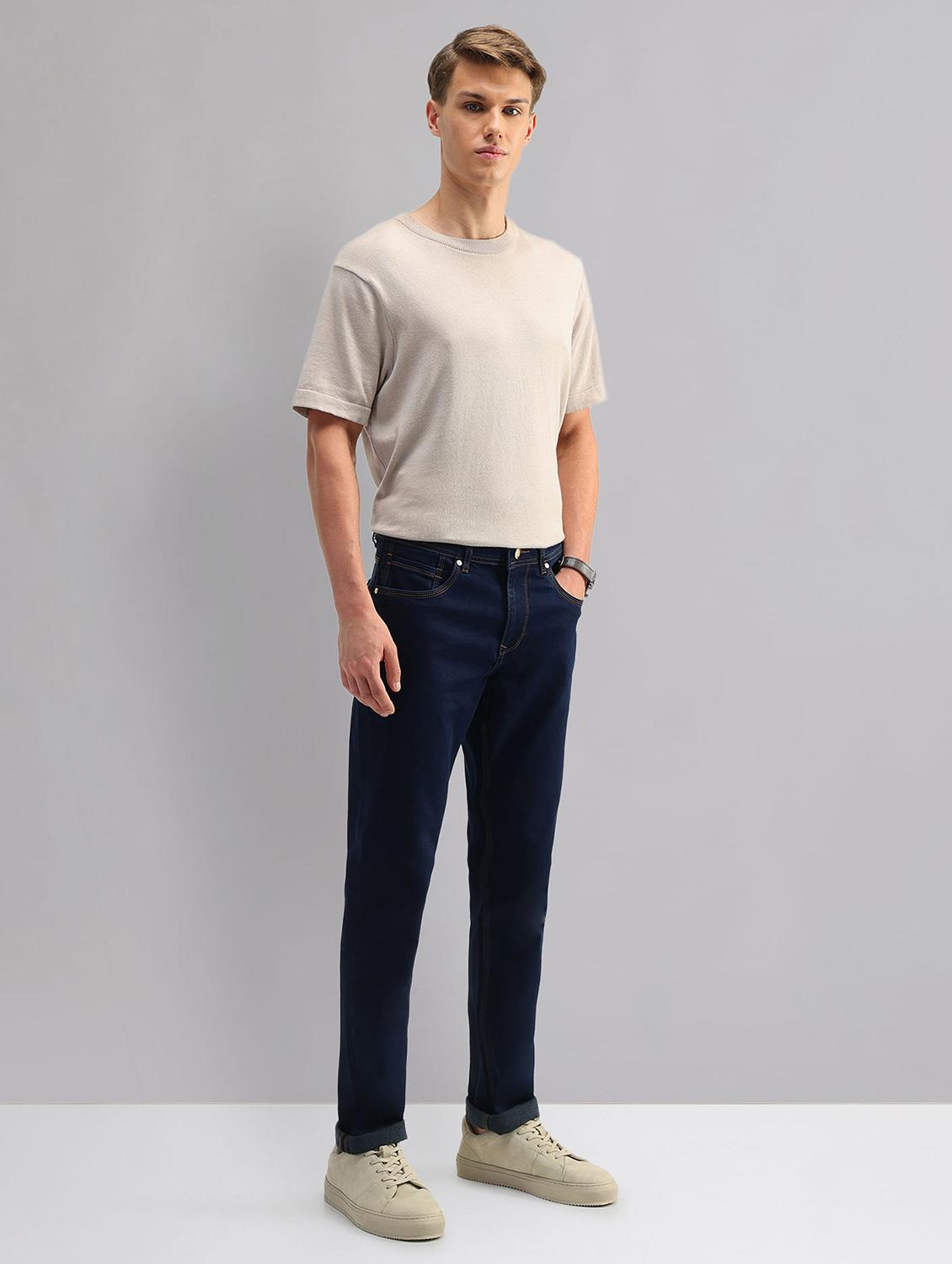 men solid mid rise slim fit jeans - 21998385 - Standard Image - 3