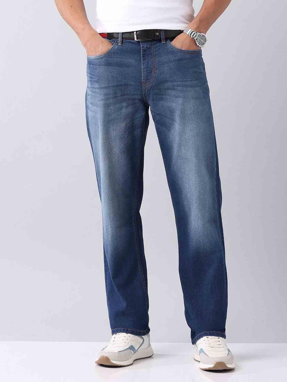 men washed mid rise straight fit jeans - 21998389 - Zoom Image - 0