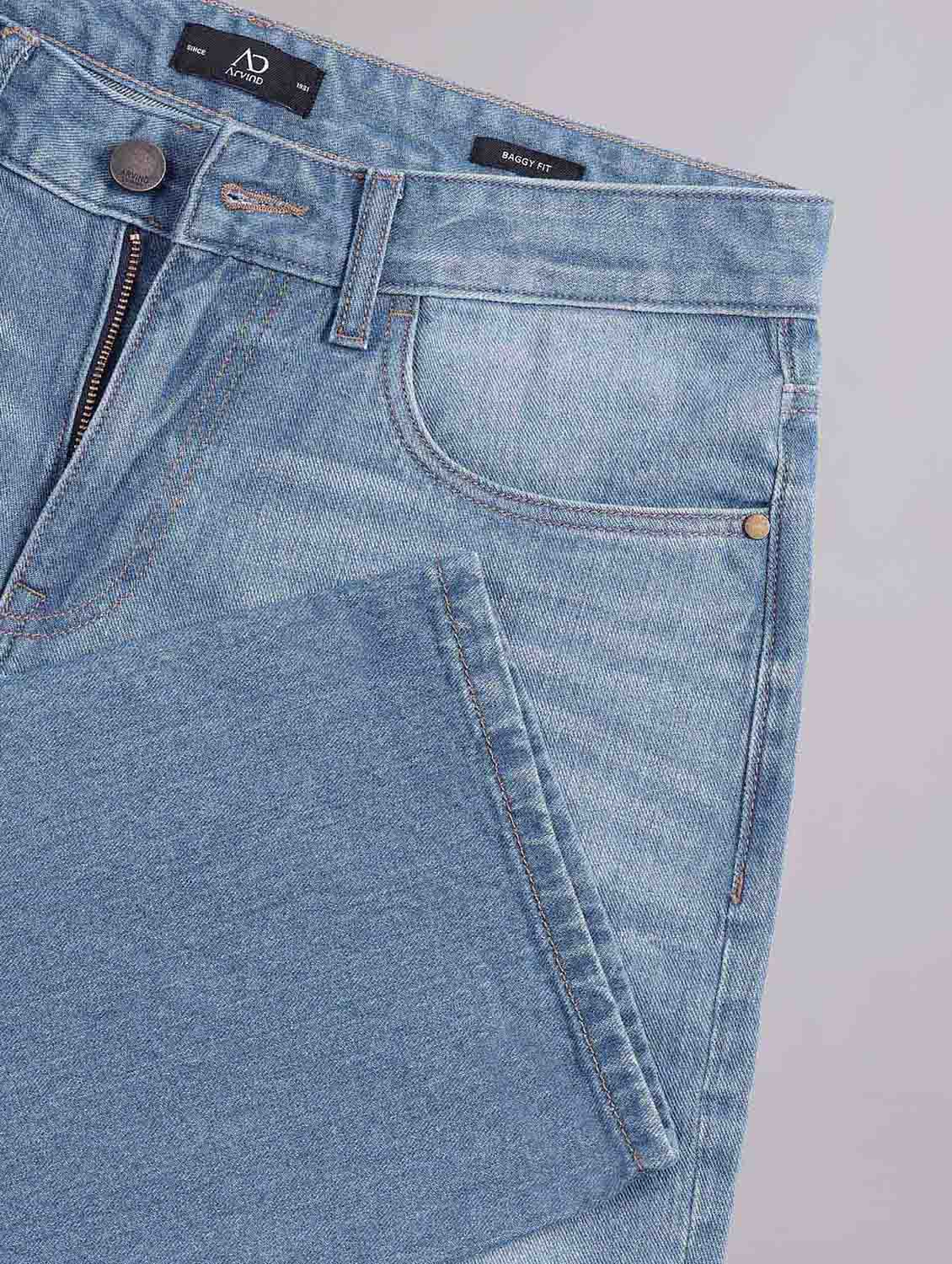 men washed mid rise baggy jeans - 21998390 - Standard Image - 5