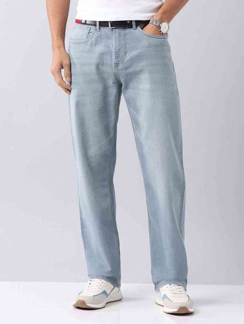 men washed mid rise straight fit jeans - 21998392 - Standard Image - 0