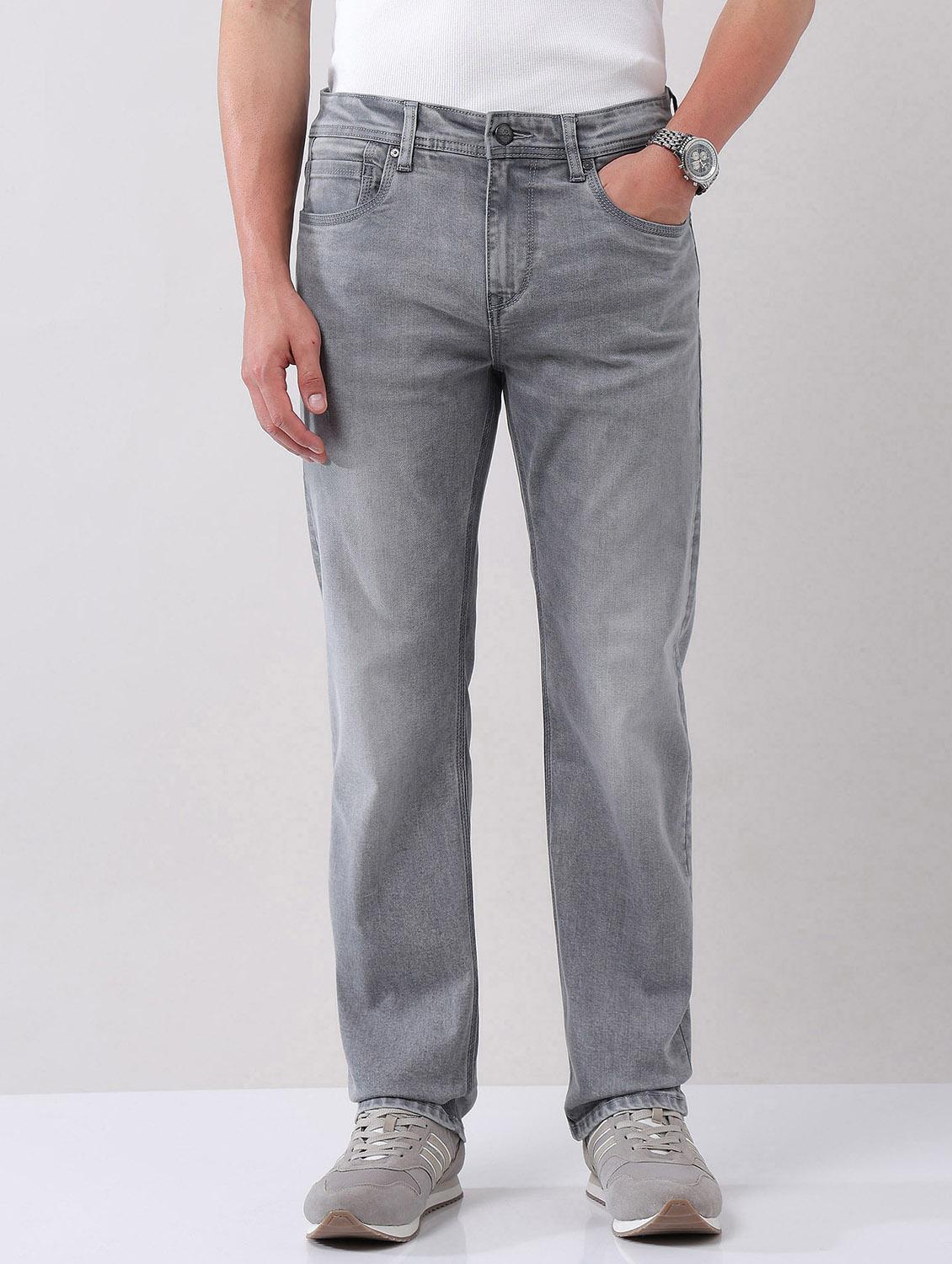 men washed mid rise straight fit jeans - 21998414 -  Zoom Image - 0