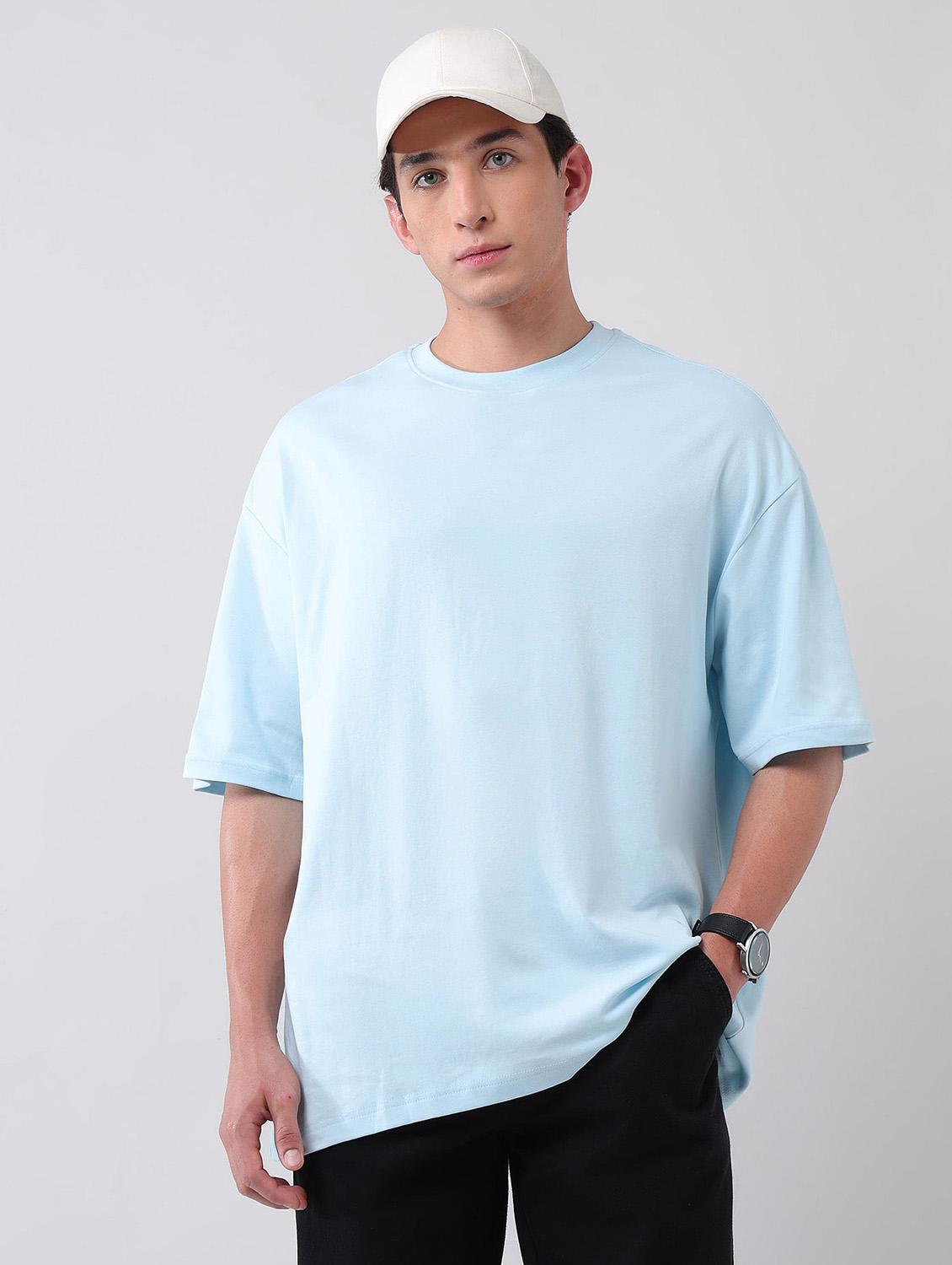 men solid round neck oversized t-shirt - 21998427 -  Zoom Image - 0