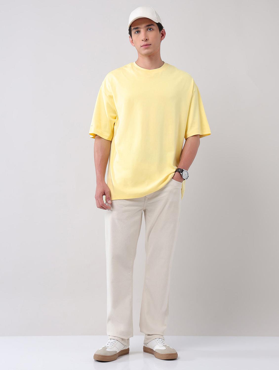 men solid round neck oversized t-shirt - 21998428 - Standard Image - 3
