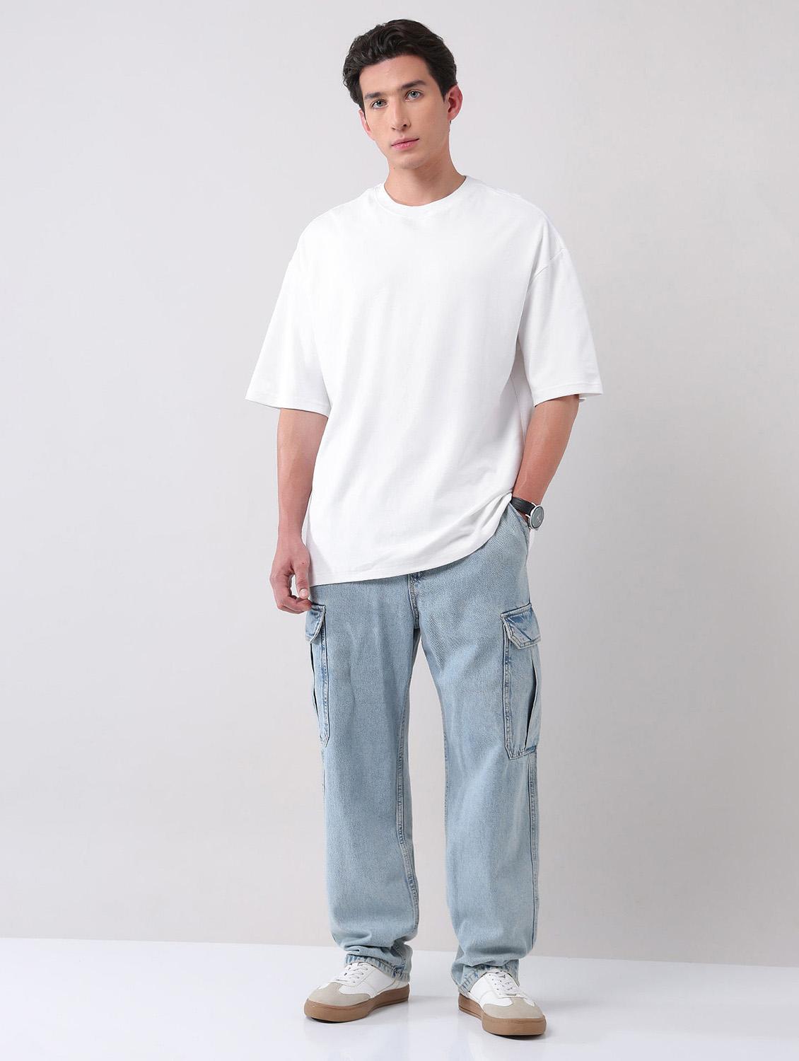men solid round neck oversized t-shirt - 21998429 - Standard Image - 3