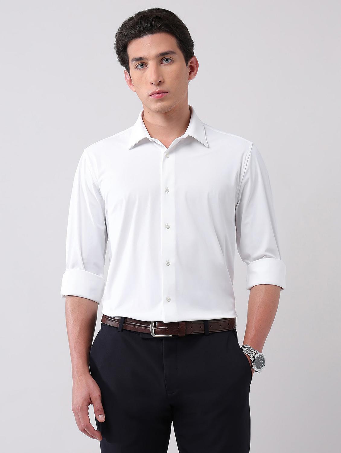 men solid long sleeve regular fit formal shirt