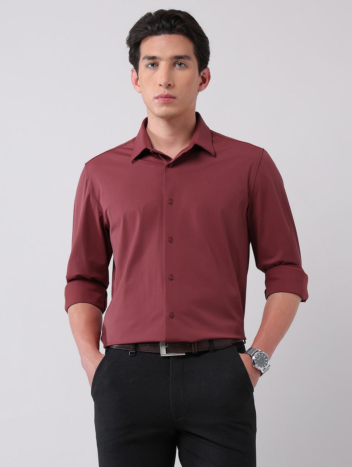 men solid long sleeve regular fit formal shirt