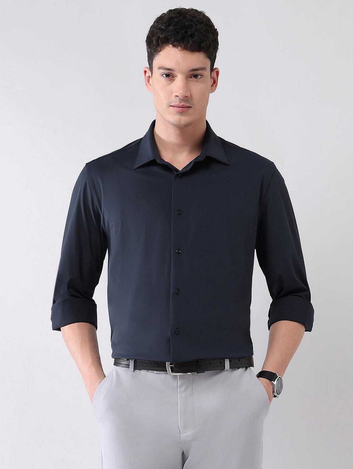 men solid long sleeve regular fit formal shirt