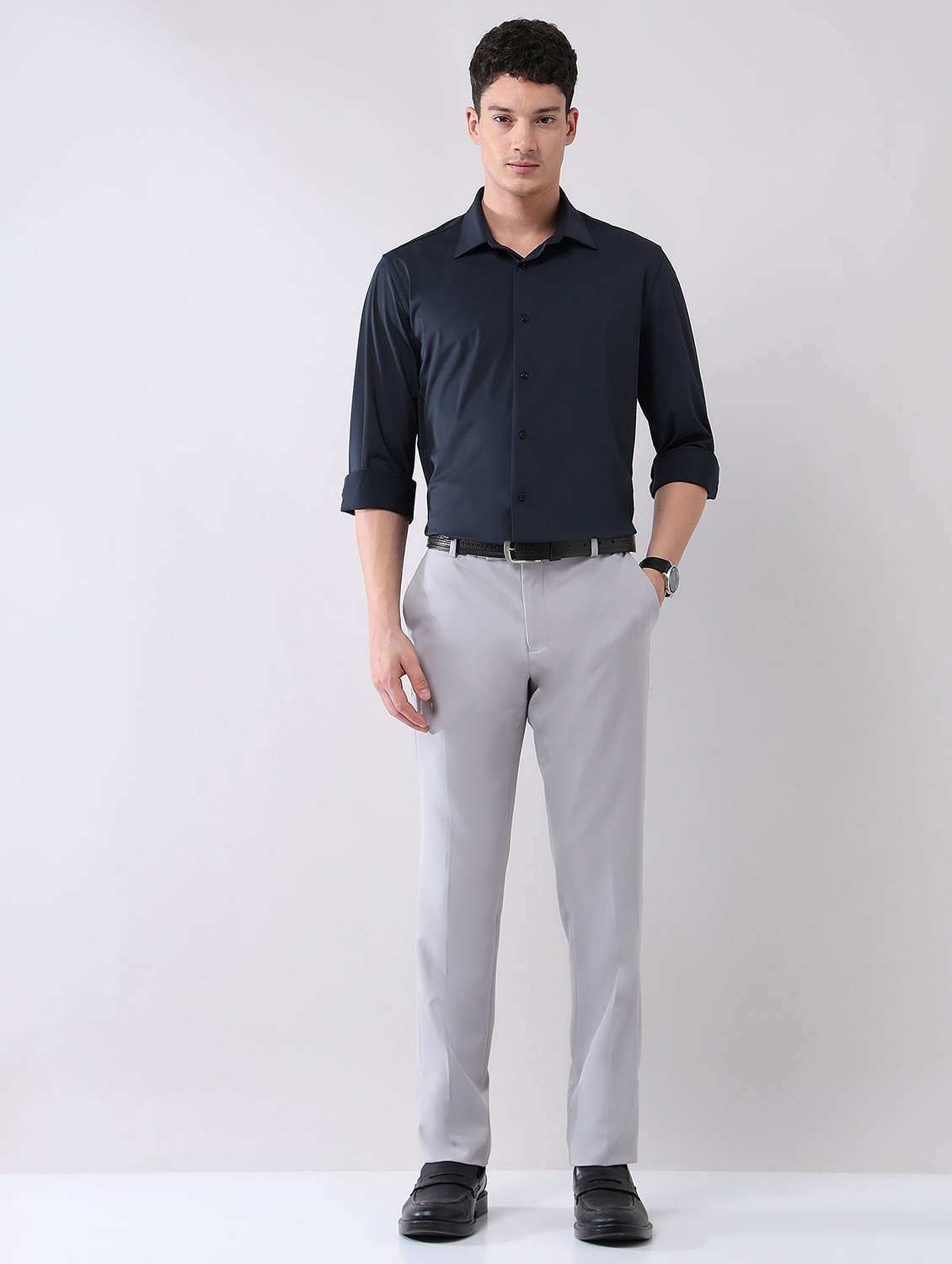 men solid long sleeve regular fit formal shirt - 21998444 - Standard Image - 5