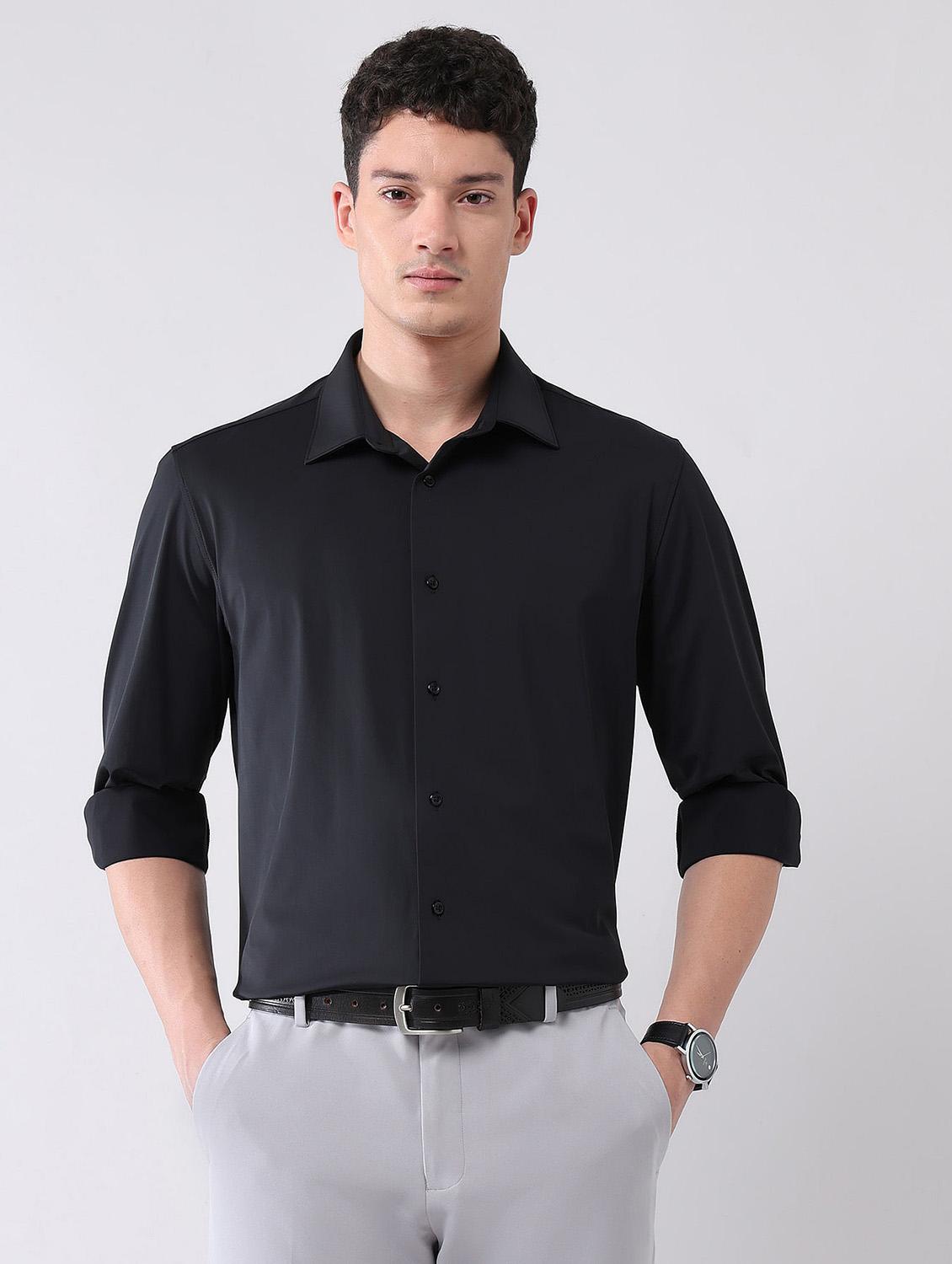 men solid long sleeve regular fit formal shirt
