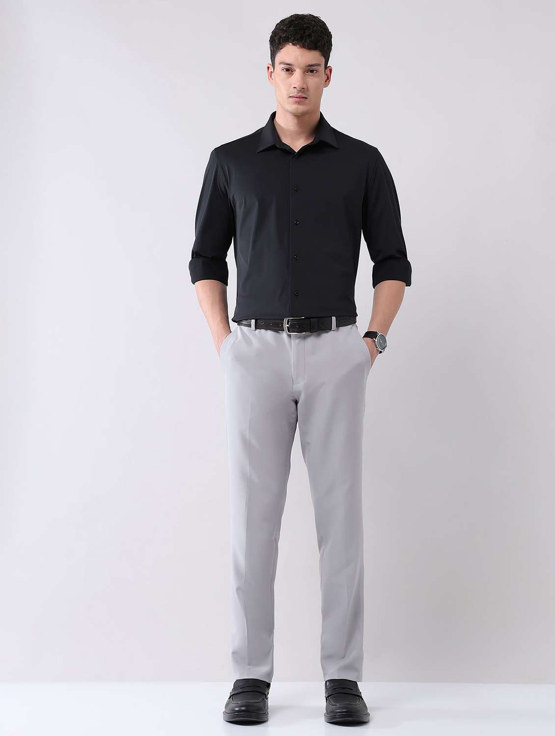 men solid long sleeve regular fit formal shirt - 21998445 -  Standard Image - 3