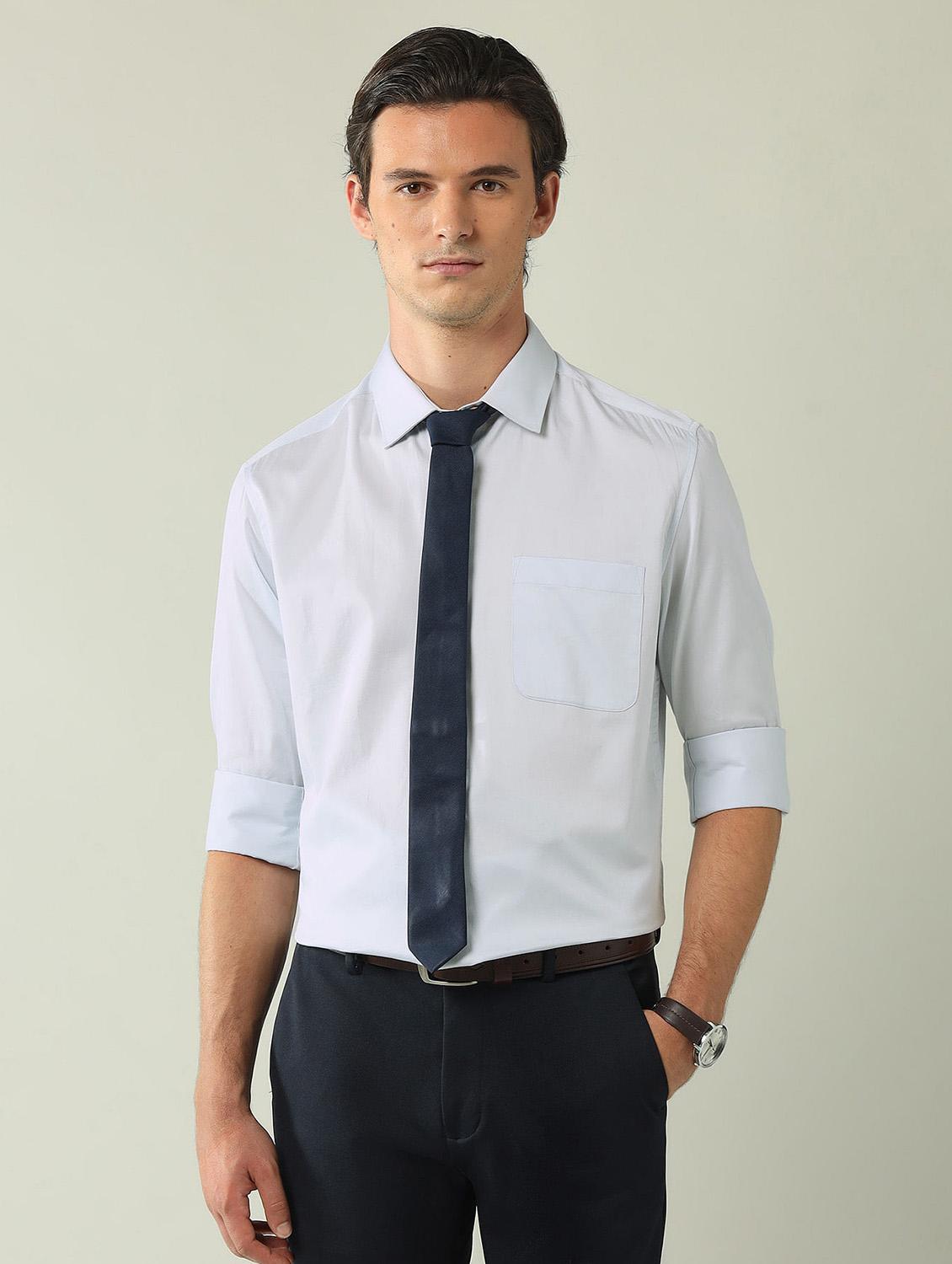men solid long sleeve regular fit formal shirt
