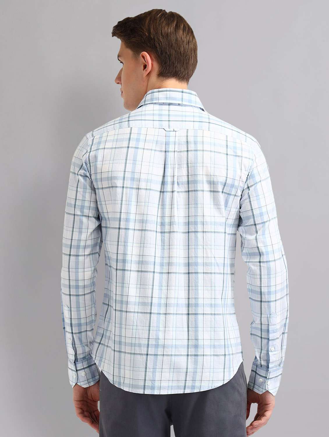 men checkered long sleeve regular fit casual shirt - 21998455 -  Standard Image - 3