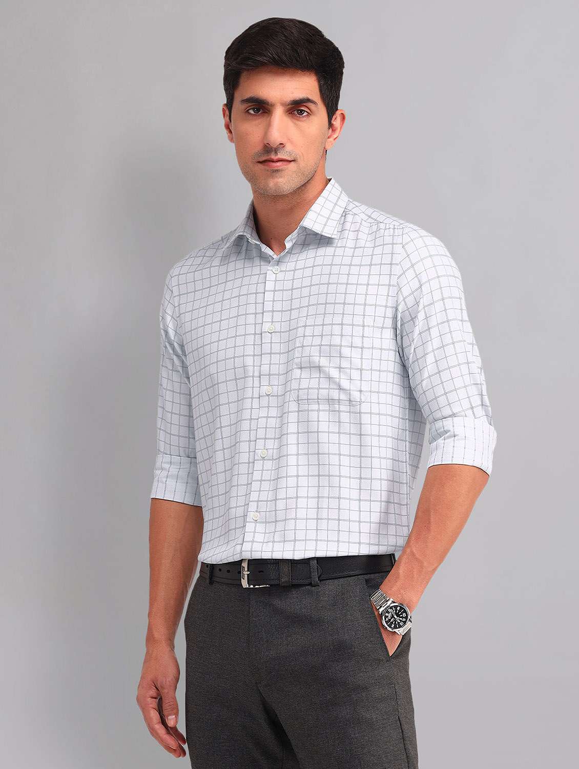 men checkered long sleeve regular fit formal shirt - 21998460 -  Standard Image - 5