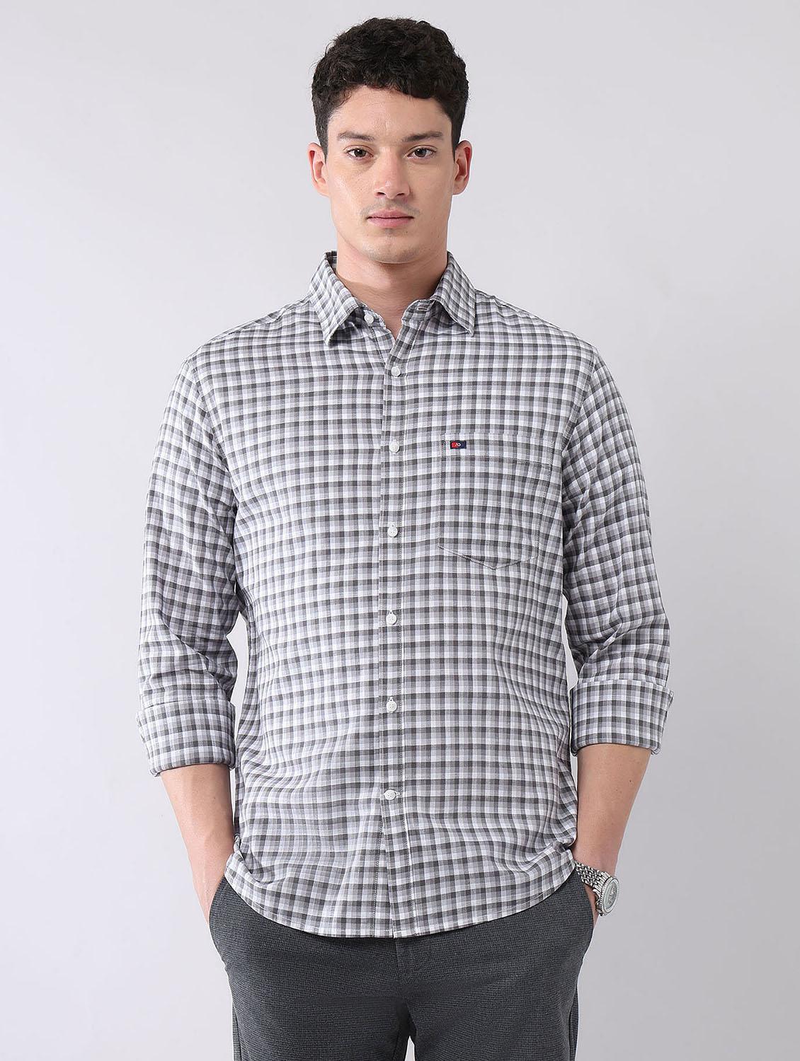men checkered long sleeve regular fit casual shirt