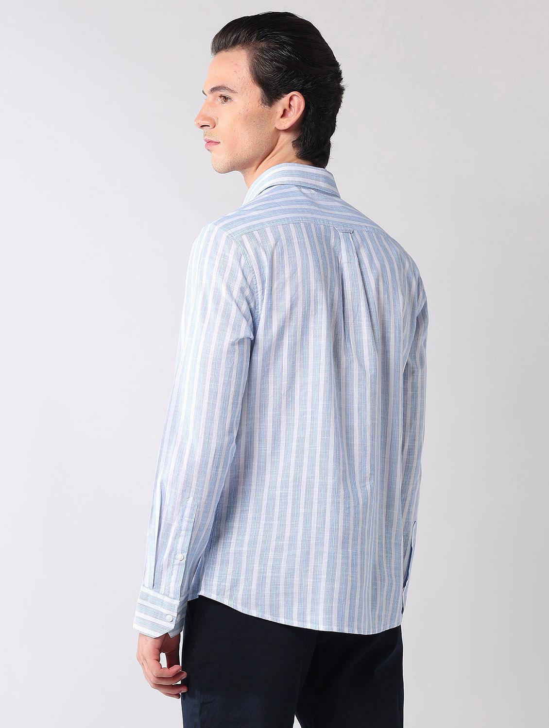 men striped long sleeve regular fit casual shirt - 21998478 - Standard Image - 3