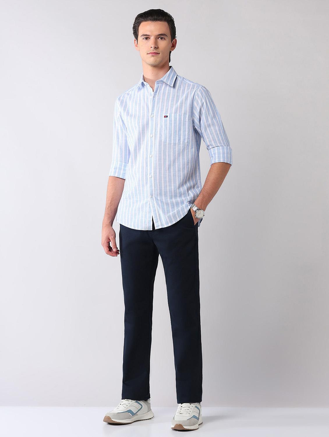 men striped long sleeve regular fit casual shirt - 21998478 - Standard Image - 5