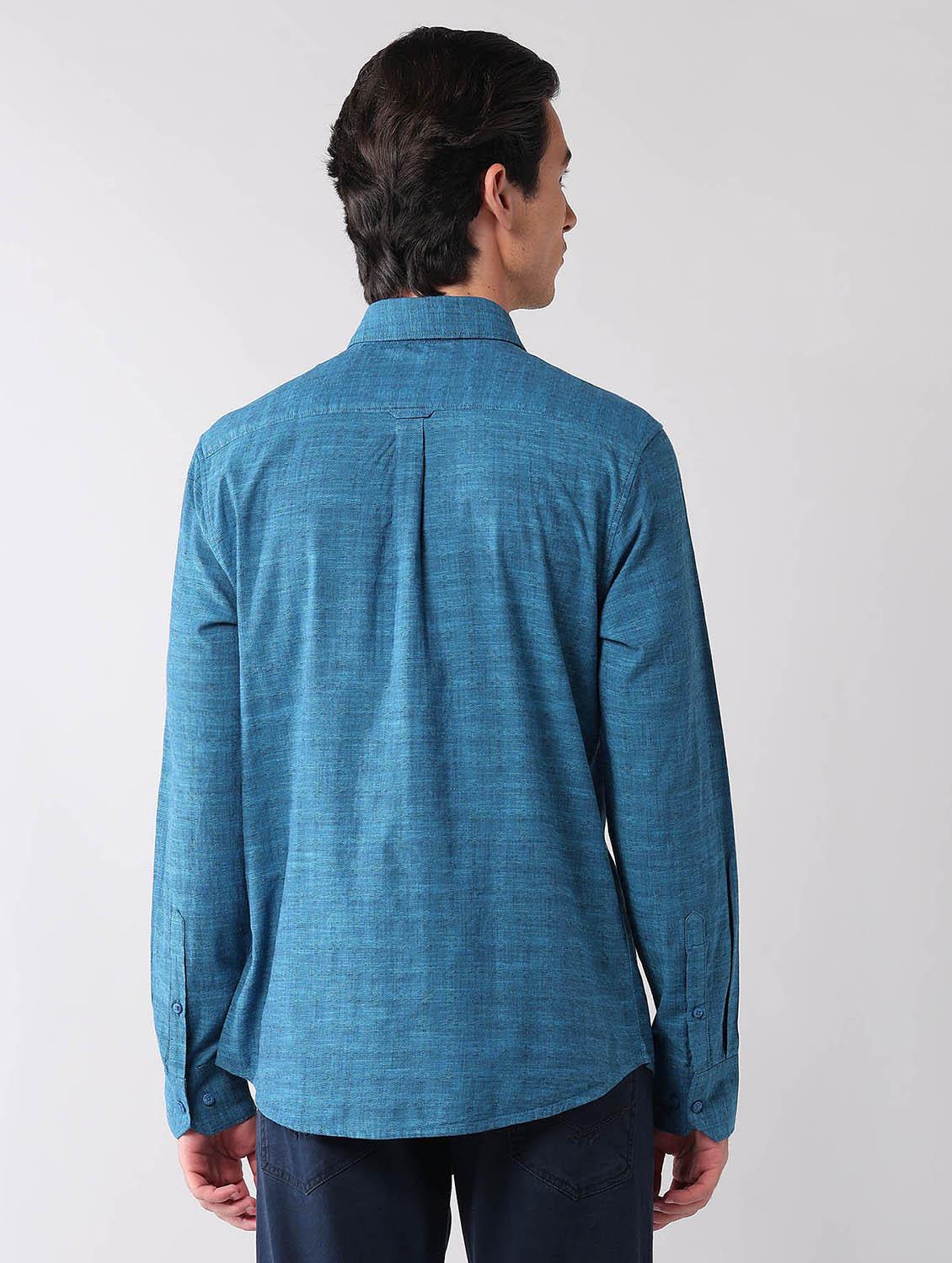 men solid long sleeve regular fit casual shirt - 21998480 - Standard Image - 3