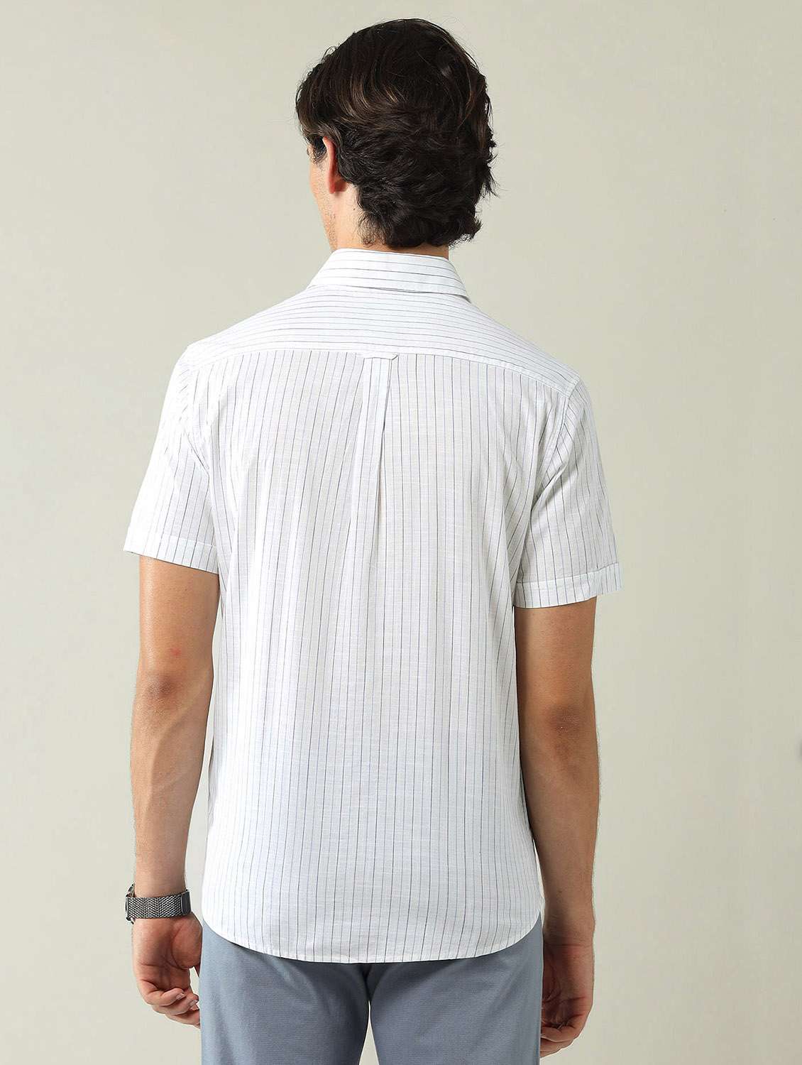 men striped short sleeve regular fit casual shirt - 21998488 -  Standard Image - 3