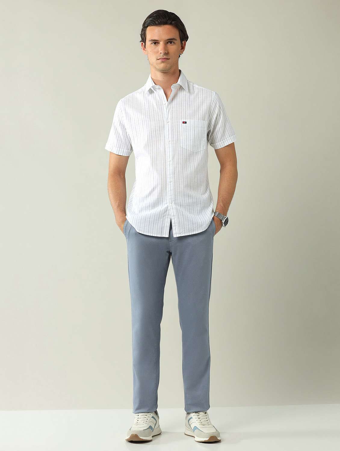 men striped short sleeve regular fit casual shirt - 21998488 -  Standard Image - 5