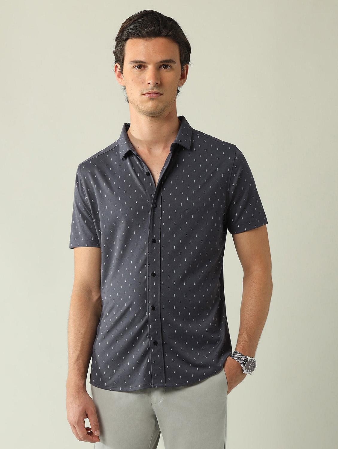 men printed short sleeve regular fit casual shirt - 21998491 - Zoom Image - 0