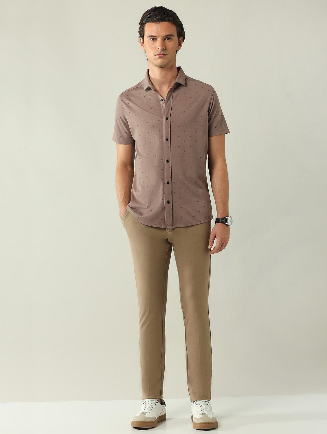 men printed short sleeve regular fit casual shirt - 21998492 - Standard Image - 5