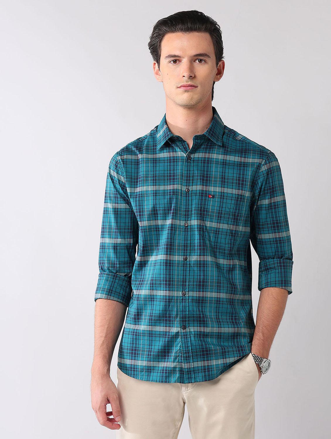 men checkered long sleeve regular fit casual shirt