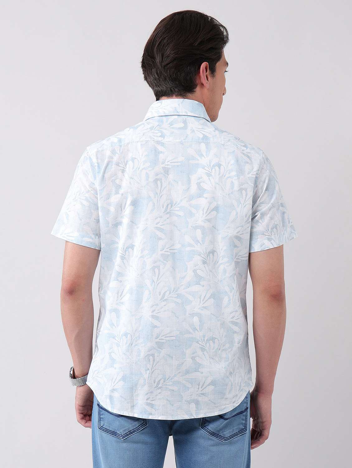men printed short sleeve regular fit casual shirt - 21998504 -  Standard Image - 3