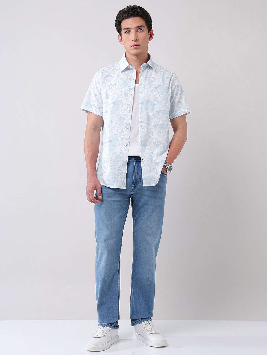 men printed short sleeve regular fit casual shirt - 21998504 -  Standard Image - 5