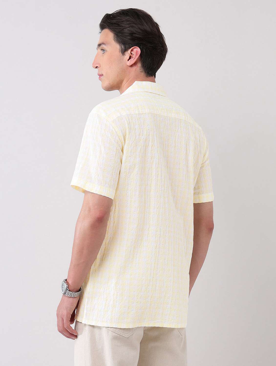 men self design short sleeve regular fit casual shirt - 21998505 -  Standard Image - 3