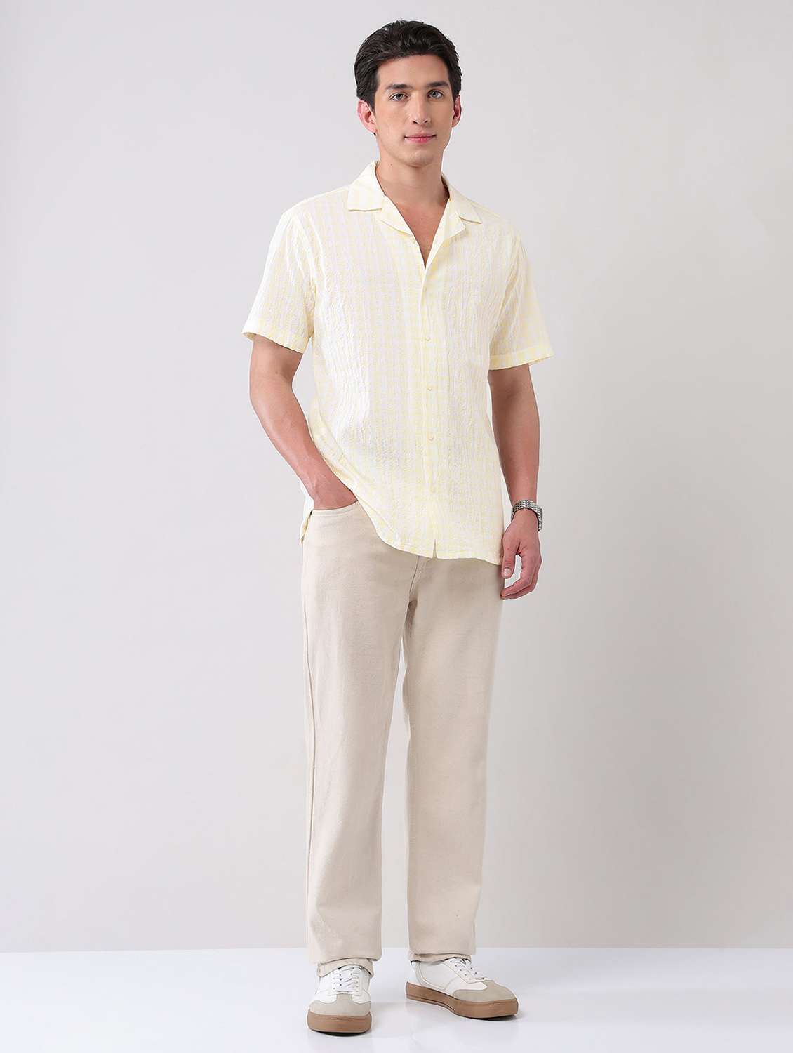 men self design short sleeve regular fit casual shirt - 21998505 -  Standard Image - 5