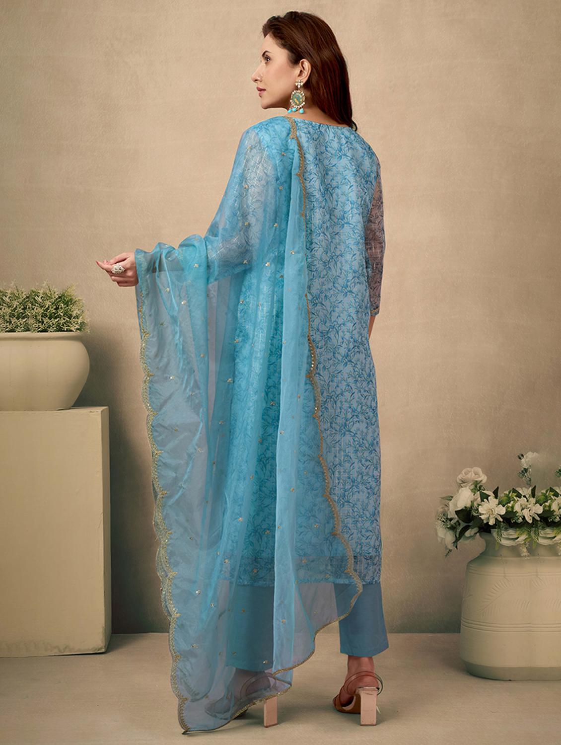 women printed three quarter sleeve kurta pant with dupatta set - 21998551 - Standard Image - 3