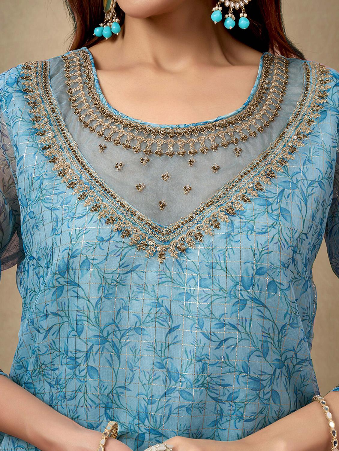 women printed three quarter sleeve kurta pant with dupatta set - 21998551 - Standard Image - 5