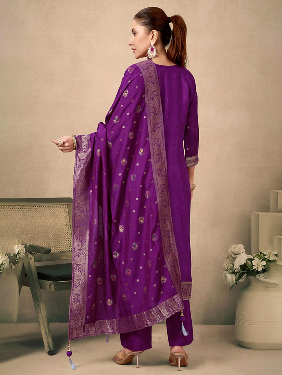 women self design three quarter sleeve kurta pant with dupatta set - 21998563 - Standard Image - 3