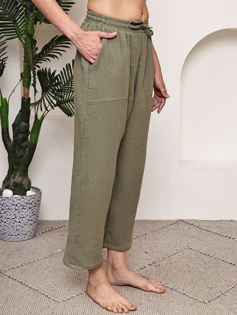 women solid mid rise loungewear pajama - 21998610 -  Standard Image - 3