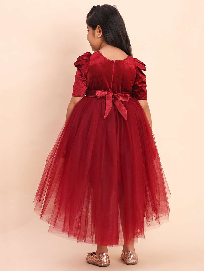 girls solid puff sleeve high low dress - 21998620 -  Standard Image - 3