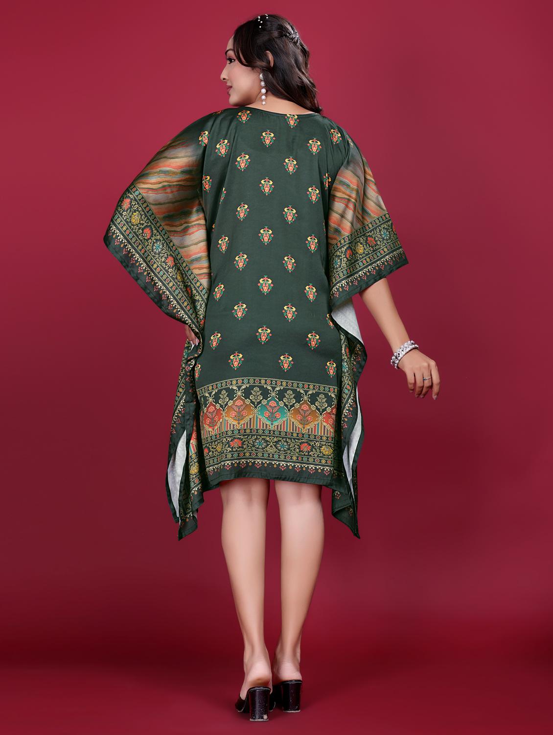 women printed kimono sleeve kaftan dress - 21998626 - Standard Image - 3
