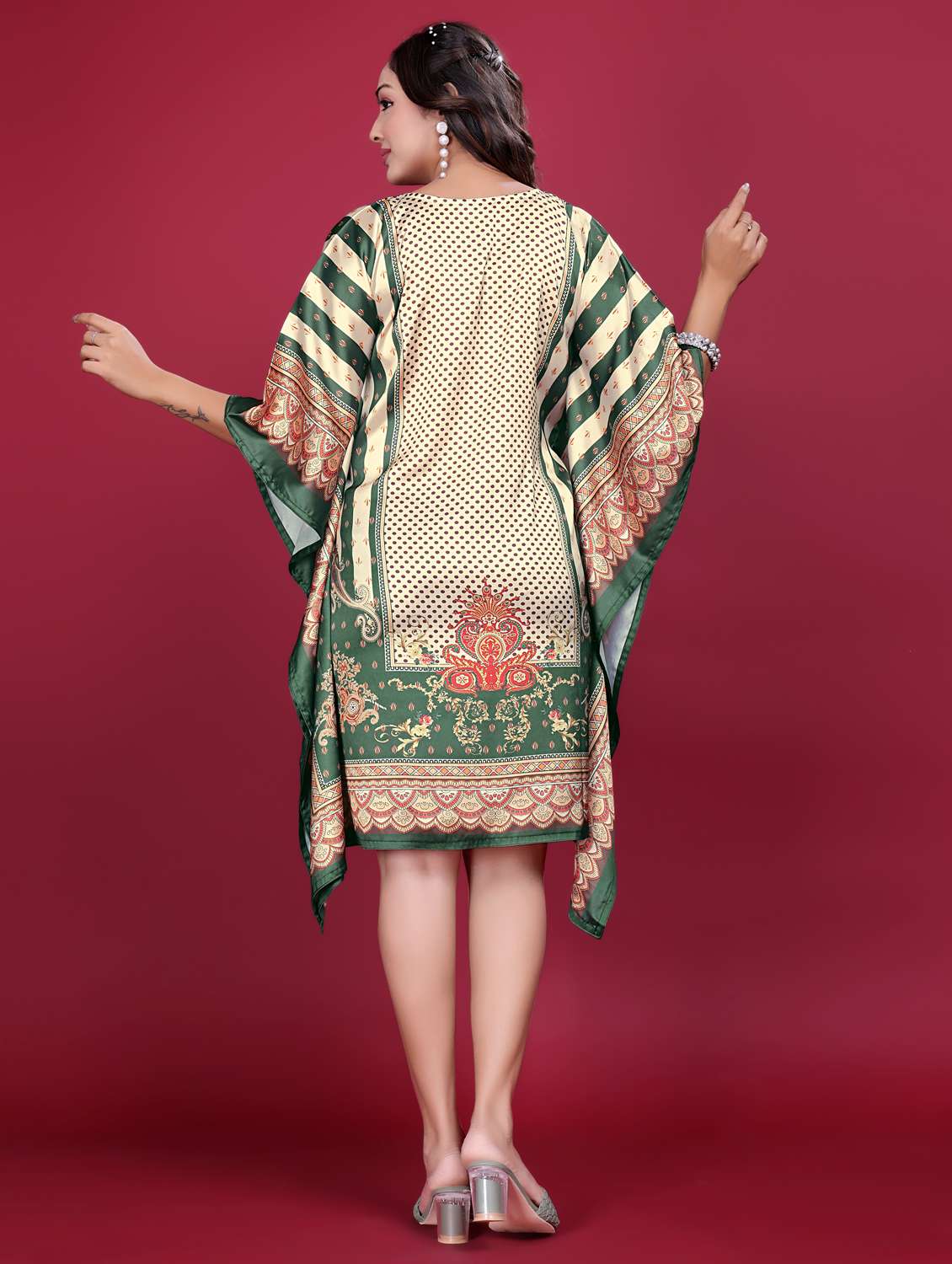 women printed kimono sleeve kaftan dress - 21998627 - Standard Image - 3